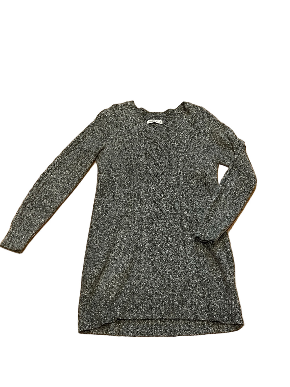 Abercrombie and Fitch - Women's Gray Cable-Front Crewneck Sweater Dress